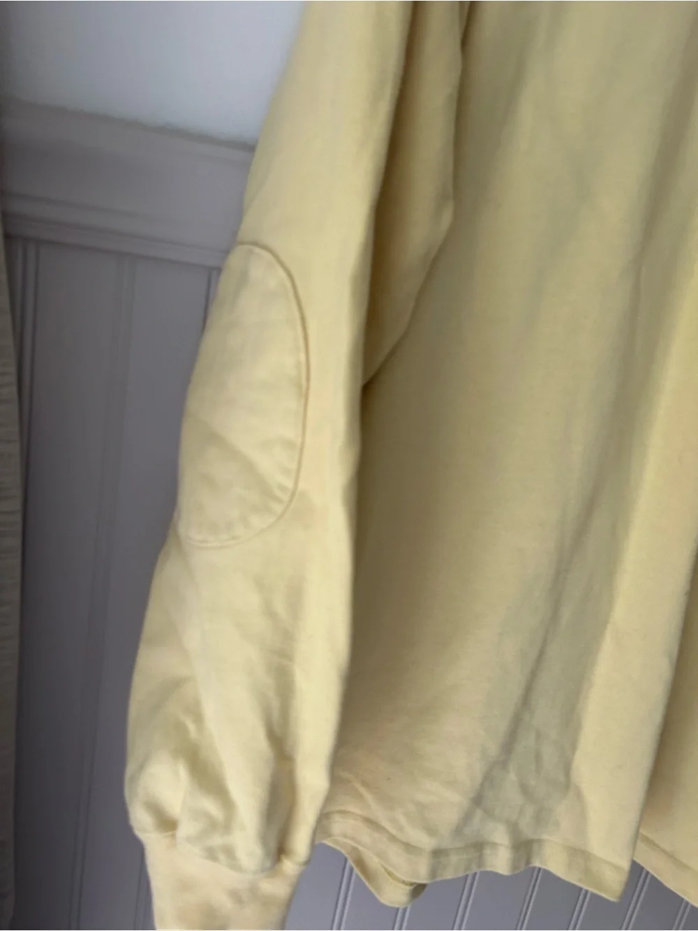 Vintage 90s Polo Ralph Lauren Men’s Large Yellow Rugby Shirt Elbow Patches - Picture 4 of 11